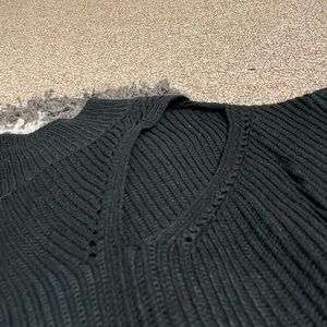 Nordstrom Black Turtleneck Sweater with collar bone slit